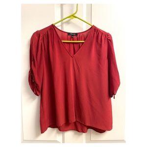 DONATING 2/11 Madewell Red Silk Blouse with Short Sleeves